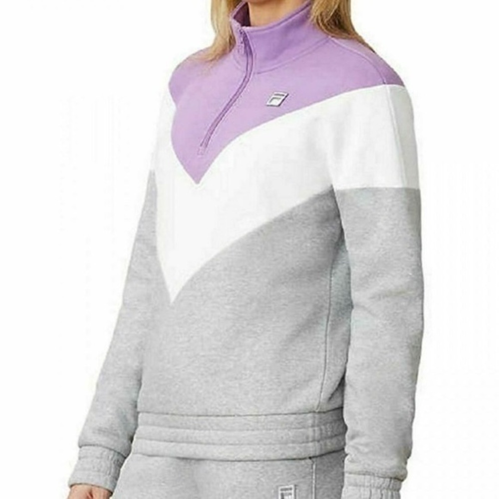 FILA 1/4 Zip Pullover Chevron Pattern gray lavender & white XL streetcore
